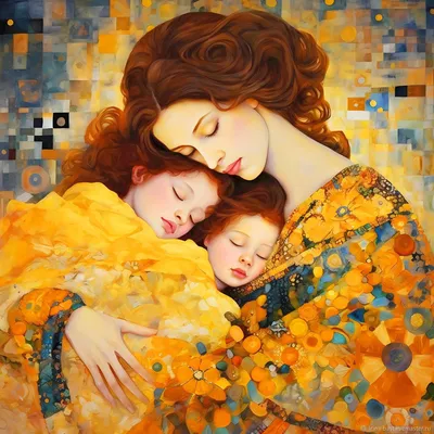 мама обнимает сына и дочь. счастливый семейный день. любовь к детям.  международный день материнства Иллюстрация вектора - иллюстрации  насчитывающей украшение, дети: 217351541