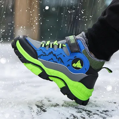 Купить Детские зимние кроссовки, зимние ботинки для мальчиков и девочек,  уличная походная обувь, сохраняющая тепло, хлопковая обувь для прогулок по  льду и снегу для детей | Joom