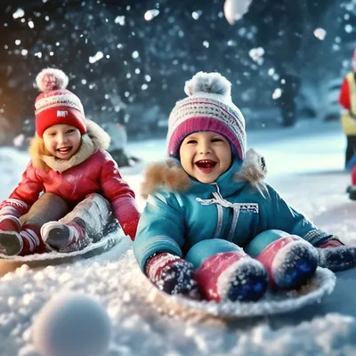 Детские зимние каникулы, игры , …» — создано в Шедевруме