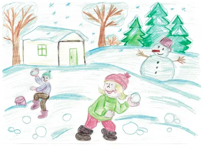 Детские забавы зимние рисунки - 82 фото