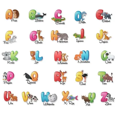 Иллюстрация Английский алфавит в стиле 2d, детский, компьютерная