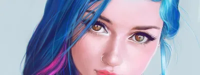 Девушка с голубыми волосами арт (Много фото) - treepics.ru