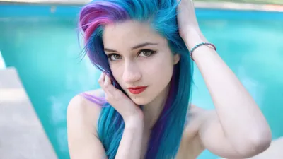 Девушка с голубыми волосами - 63 фото