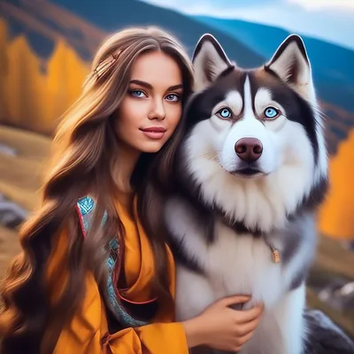 Девушка с собакой - красивые фото
