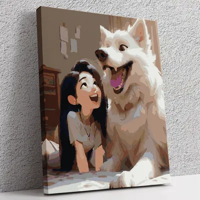 Купить картину Девушка с собакой в Москве от художника Григорьева-Климова  Ольга