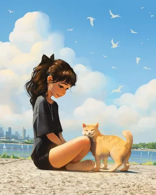 Девушка и кот