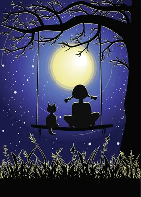 Картина “Девушка и кот в цветах (Аниме)” | PrintStorm