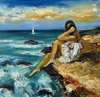 девушка босяком стоит на берегу моря и смотрит вдаль . barefoot girl  standing on the beach and looks into the distance Stock Photo | Adobe Stock