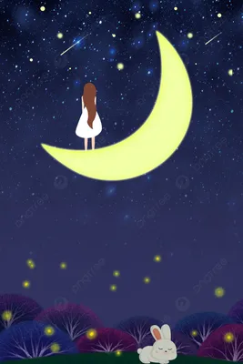 Фото Девушка стоит на дороге, прикасаясь к луне