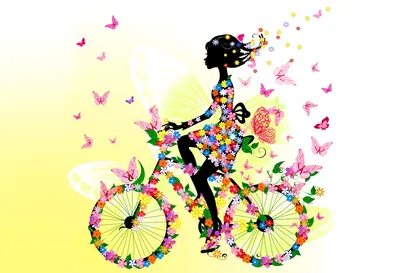 Иллюстрация Девочка на велосипеде | Illustrators.ru