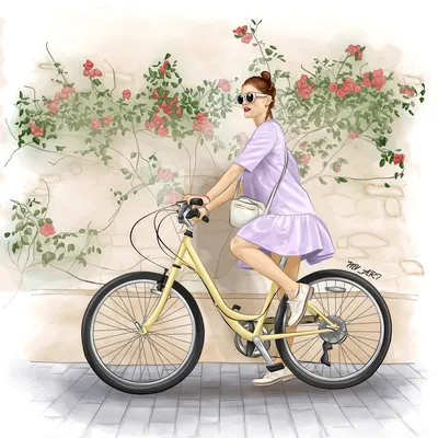 Девушка на велосипеде иллюстрация вектора. иллюстрации насчитывающей  текстура - 43386714