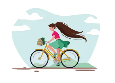 Иллюстрация Девушка на велосипеде в стиле lifestyle |
