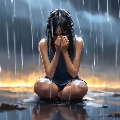 Девушка плачет» — создано в Шедевруме