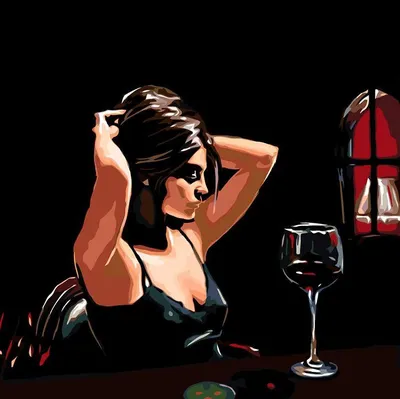 Девушка с бокалом вина» — создано в Шедевруме
