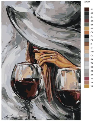 Картина Девушка с бокалами красного вина. Размеры: 50x70, Год: 2023, Цена:  41900 рублей Художник Островская Елизавета