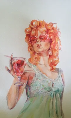 Картина \"Девушка и бокал вина\"
