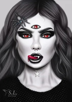 Иллюстрация Девушка-вампир в стиле 3d | Illustrators.ru