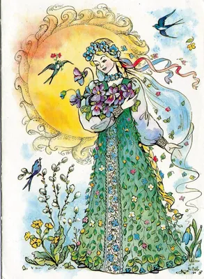 Иллюстрация Девушка весна в стиле портрет | Illustrators.ru