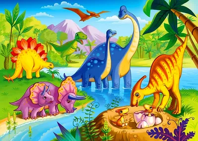Фотообои Динозаврики рисунок на стену. Купить фотообои Динозаврики рисунок  в интернет-магазине WallArt