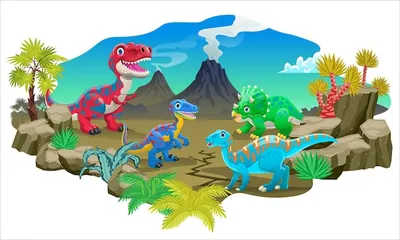 Мультяшный Динозавров — стоковая векторная графика и другие изображения на  тему Динозавр - Динозавр, Комикс, Милый - iStock