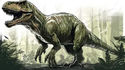 иллюстрация динозавра идущего по лесу, т рекс фото для печати, динозавр,  тираннозавр фон картинки и Фото для бесплатной загрузки