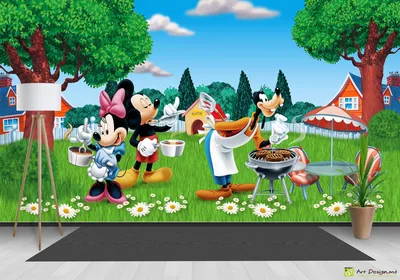 Фотообои детские - Дисней, Микки Маус на Пикнике | Art-design.md - Печать  на виниловых обои на заказ Кишинев