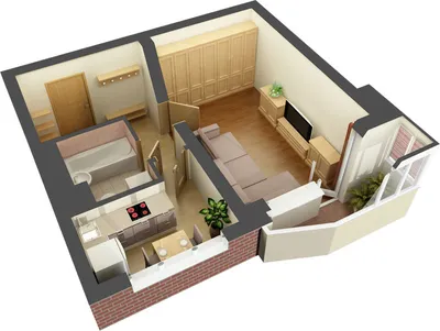 Дизайн однокомнатной квартир | Дизайн проект однокомнатной квартиры, фото —  заказать проектирование однокомнатной квартиры в GeoProject