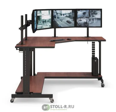 Компьютерный стол профессиональный, угловой, 4 монитора - Stoll-R