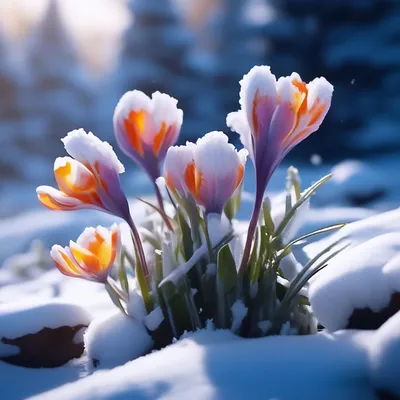 Цветы в снегу, эстетично, красиво, …» — создано в Шедевруме