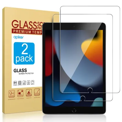 Amazon.com: apiker 2 Pack Screen Protector for iPad 9th 8th 7th Generation  10.2 Inch, Tempered Glass for iPad 9 8 7 (2021/2020/2019) : Electronics