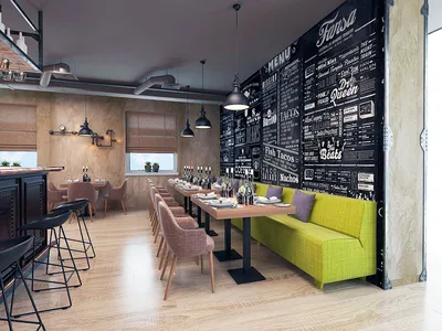 Продуманный дизайн кафе в стиле лофт / Дизайнерская мебель Old-loft.com