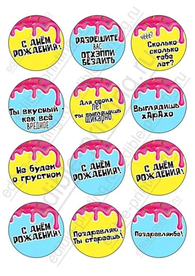 Картинки для капкейков С днём рождения dr017 печать на сахарной бумаге |  Edible-printing.ru