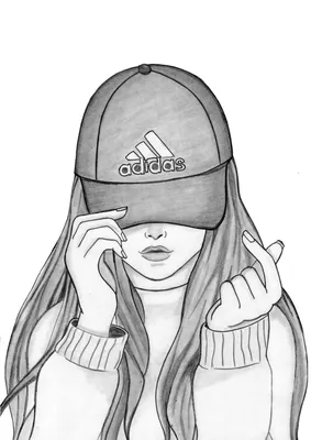 Рисунки карандашом девушка в кепке - 66 фото