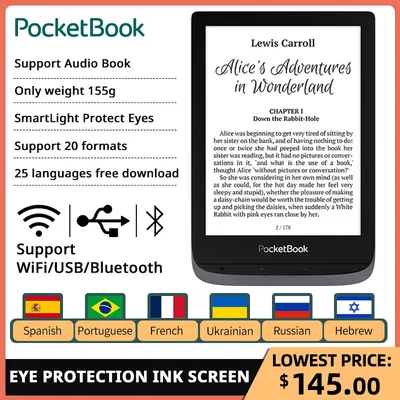 PocketBook Ebook 6 Inch Ereader электронная книга Touch HD 3 E Ink Carta™  HD Screen 16GB IPX8 Waterproof SMARTlight Reader