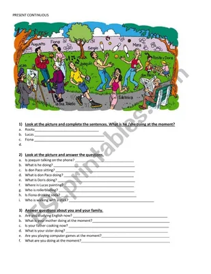 Past / Present Continuous ESL EFL Speaking and Writing Activity Worksheets  | Made By Teachers