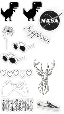 Стикеры черно белые Stickers black and white photo sketchbook notebook  diary to print | Черно-белое, Артбуки, Стикер-арт