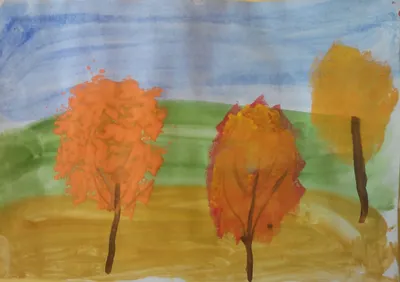 Детский рисунок гуашью \"Осенний ритм\" Stock Illustration | Adobe Stock
