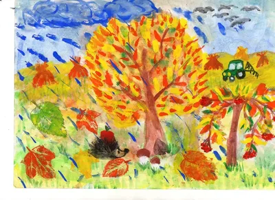 Детские рисунки осень золотая - 62 фото