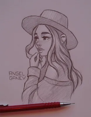 Рисунки для срисовки девушки красным карандашом (44 фото)