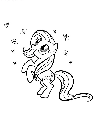 Раскраска Флаттершай и бабочки | Раскраски пони Флаттершай (Fluttershy).  Раскраски из мультфильма Мой маленьки пони (My Little Pony)