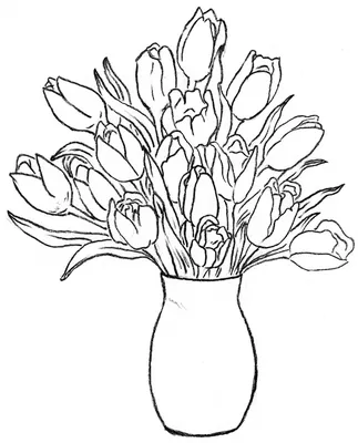 Цветы в вазе для срисовки - 92 фото