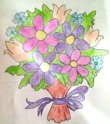 Букет цветов рисунок карандашом - 70 фото