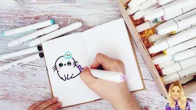 Милый Рисунок для срисовки В Скетчбук, Личный Дневник / Как Рисовать В  Стиле Каваии тюленя - YouTube
