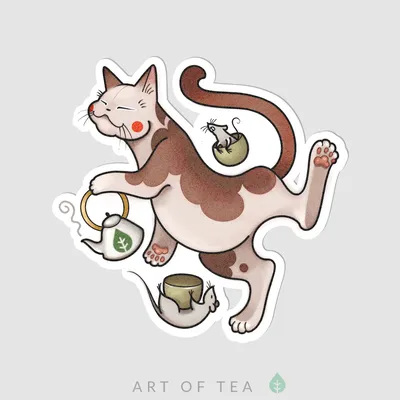 Виниловый стикер Котик с мышками - купить в интернет-магазине Art of tea