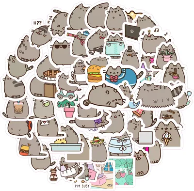 Набор стикеров \"Kawaii Pusheen - Кот Пушин\". Стикеры для творчества на  телефон, ноутбук, ежедневник, велик. - купить с доставкой по выгодным ценам  в интернет-магазине OZON (828117880)