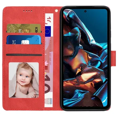 Фэнтезийный кожаный чехол для телефона с текстурой телячьей кожи для Xiaomi  Redmi Note 12 Pro 5G/12 Pro Speed / Poco X5 Pro (красный)