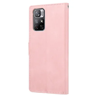 Для Xiaomi Redmi Note 11 / PoCo M4 Pro 5G Фэнтези Классический Классический  кожа Тельфскин Текстура Магнитная Пряжка Горизонтальный Flip PU Телефон  Кожаный Чехол с Держателем и Слот для карт и Кошелек (Розовый)