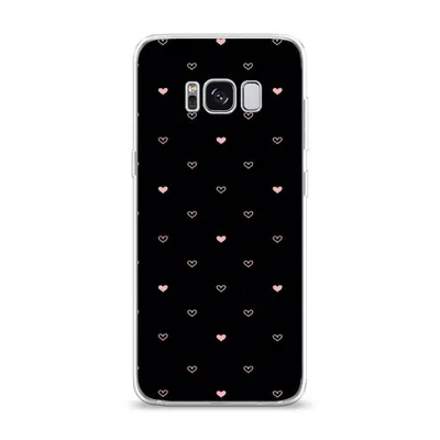 Силиконовый чехол для Samsung Galaxy S8 с принтом «Черный фон и сердечки» —  купить в интернет-магазине Case Place