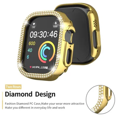 Купить Чехол с бриллиантами для Apple Watch Ultra 49 мм, блестящий защитный  бампер для экрана Apple Watch 45 мм, 44 мм, 42 мм, 38 мм, 40 мм, 41 мм,  рамка | Joom