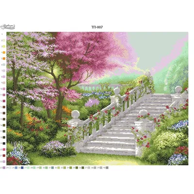 Схема картины Пейзаж Лестница для вышивки бисером на ткани (ТП007пн6750)